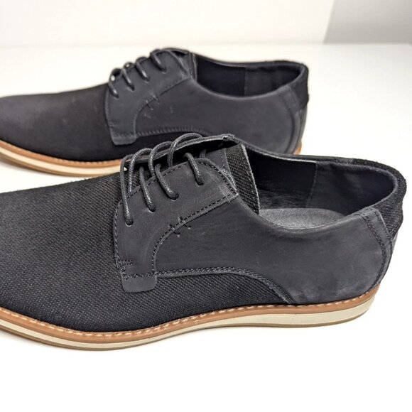 NEW! Mens Sz 12 ZANZARA Black Leather Canvas Lace Up BLAZE Oxfords Shoes - Picture 4 of 9